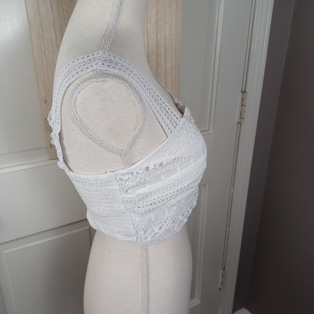 Goa Beachwear By Japna Women Sleeveless Crop Top Large White -Button Accents - Picture 3 of 14